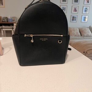 Henri Bendel Black Leather Bag with Gold Zipper